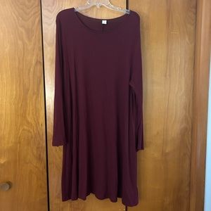 Burgundy old navy long sleeve dress size XL